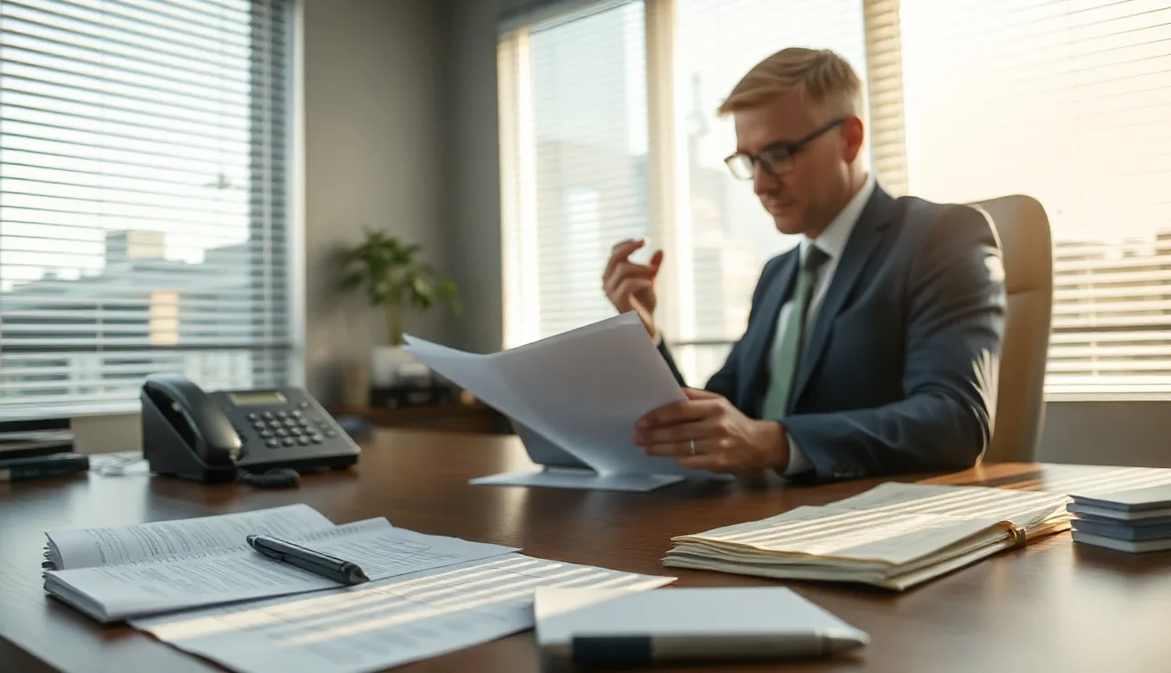 Compliance officer reviewing outbound call lists at a desk for financial services TCPA compliance