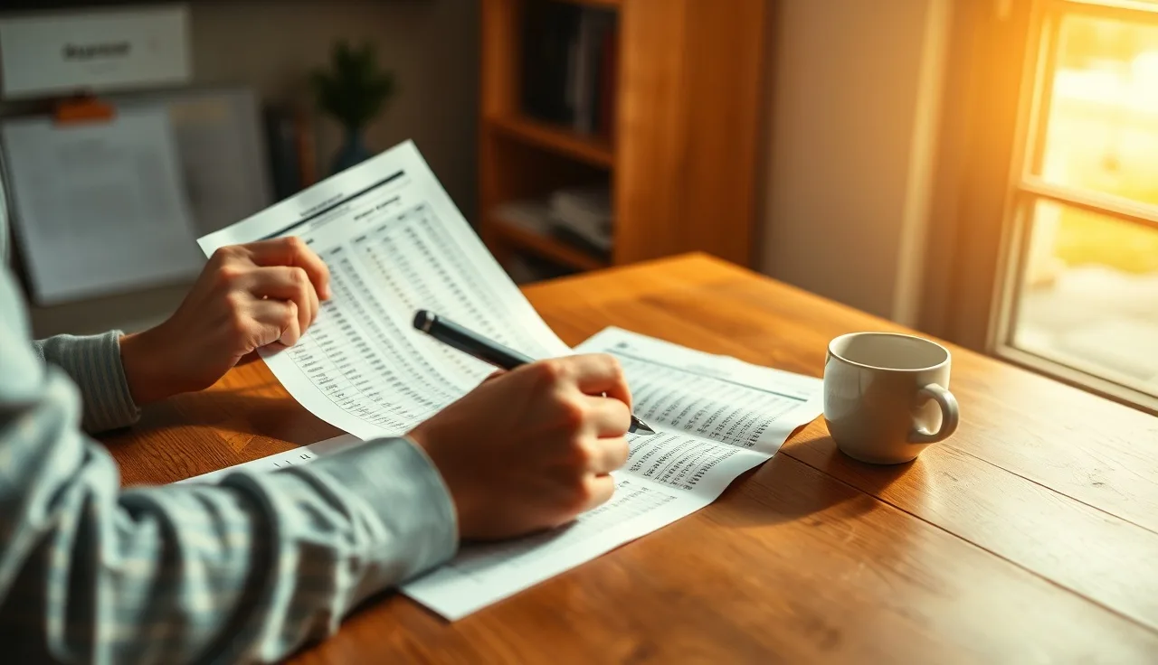 Person reviewing a phone list spreadsheet before a cold calling session