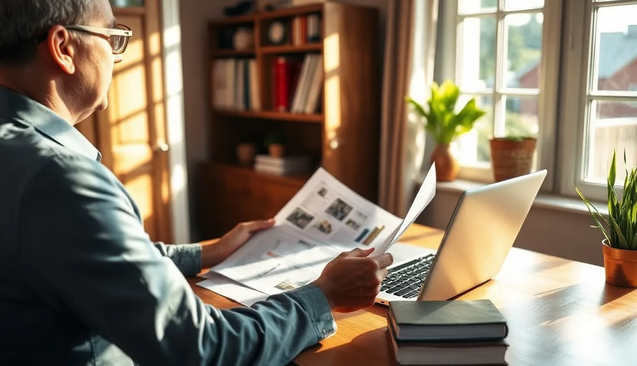 Real estate agent reviewing compliance documents at a desk for TCPA cold outreach