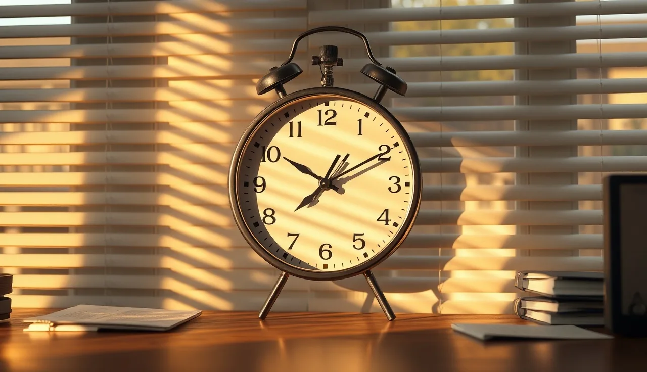 Office wall clock showing early morning time before legal telemarketing call hours begin