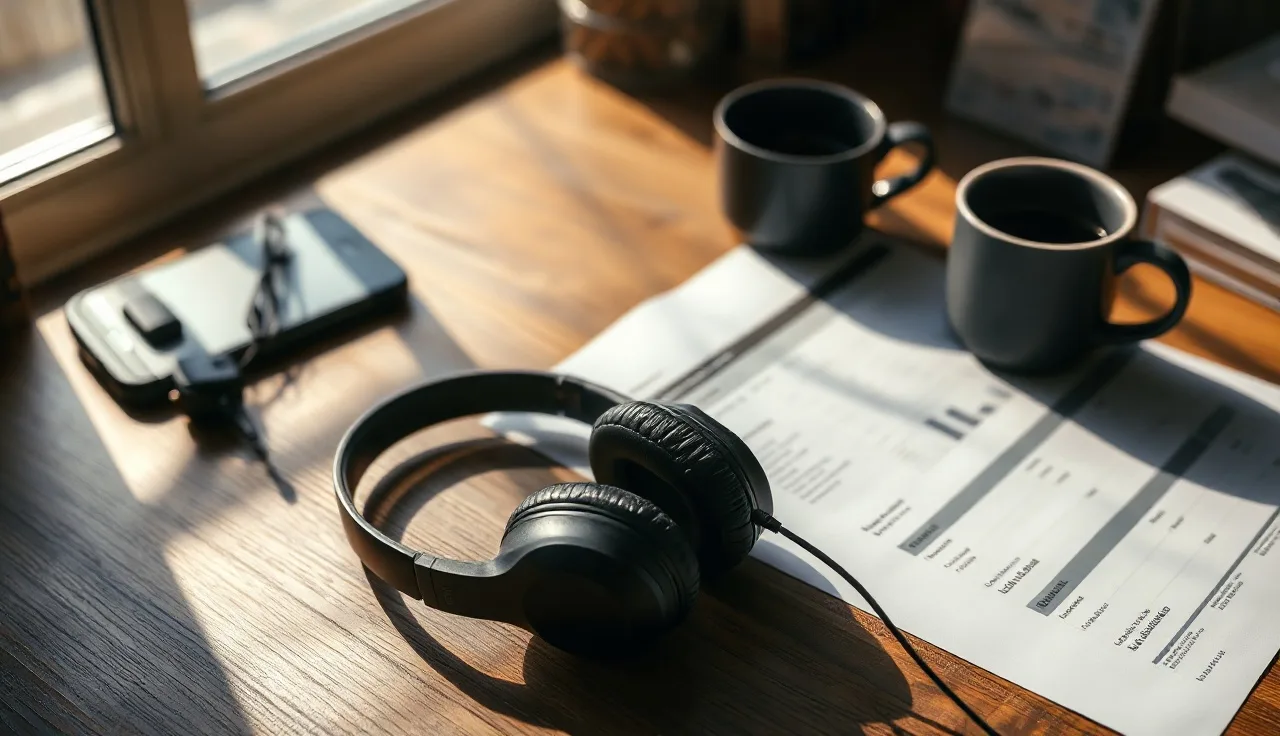 Call center headset on desk beside spreadsheet, representing aged insurance lead compliance
