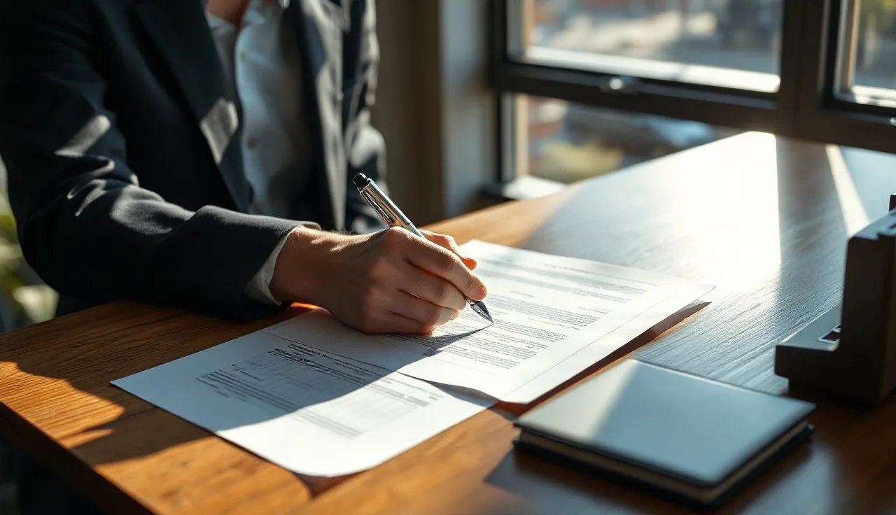 Person signing a consent contract at a desk, representing TCPA waiver agreements