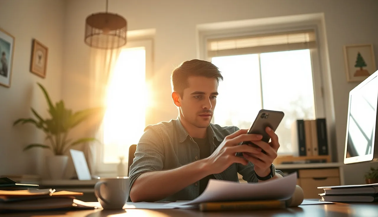Person reviewing phone records at a desk, assessing digital lead generation compliance