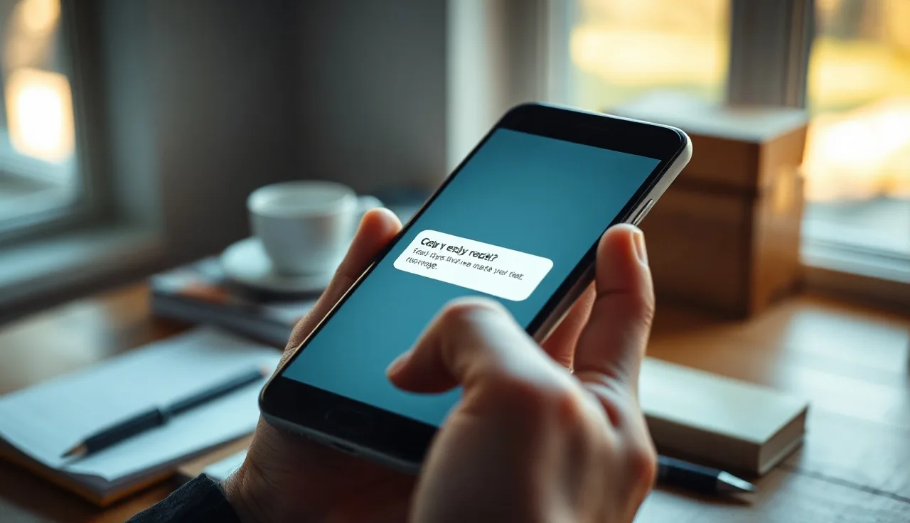 Hand holding smartphone showing SMS confirmation reply for opt-in consent