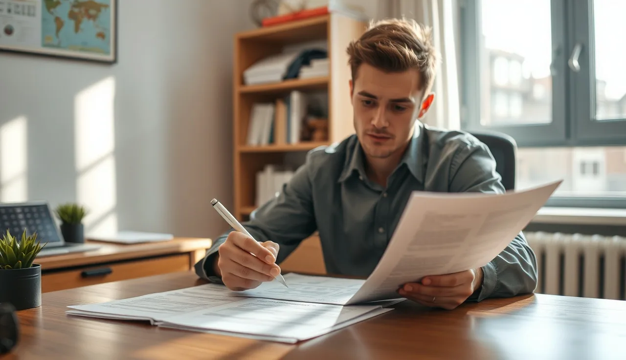 Person reviewing compliance forms at a desk with morning light, representing TCPA consent rule checklist