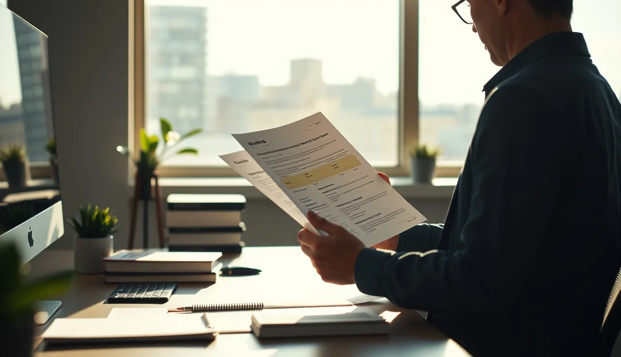 Person reviewing a landing page consent form at a sunlit office desk
