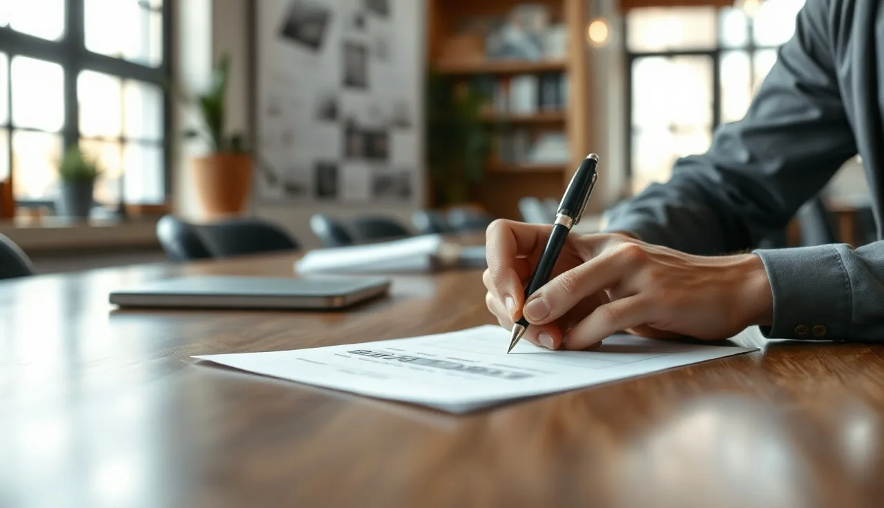 Person completing an opt-in sign-up form at a desk for SMS consent