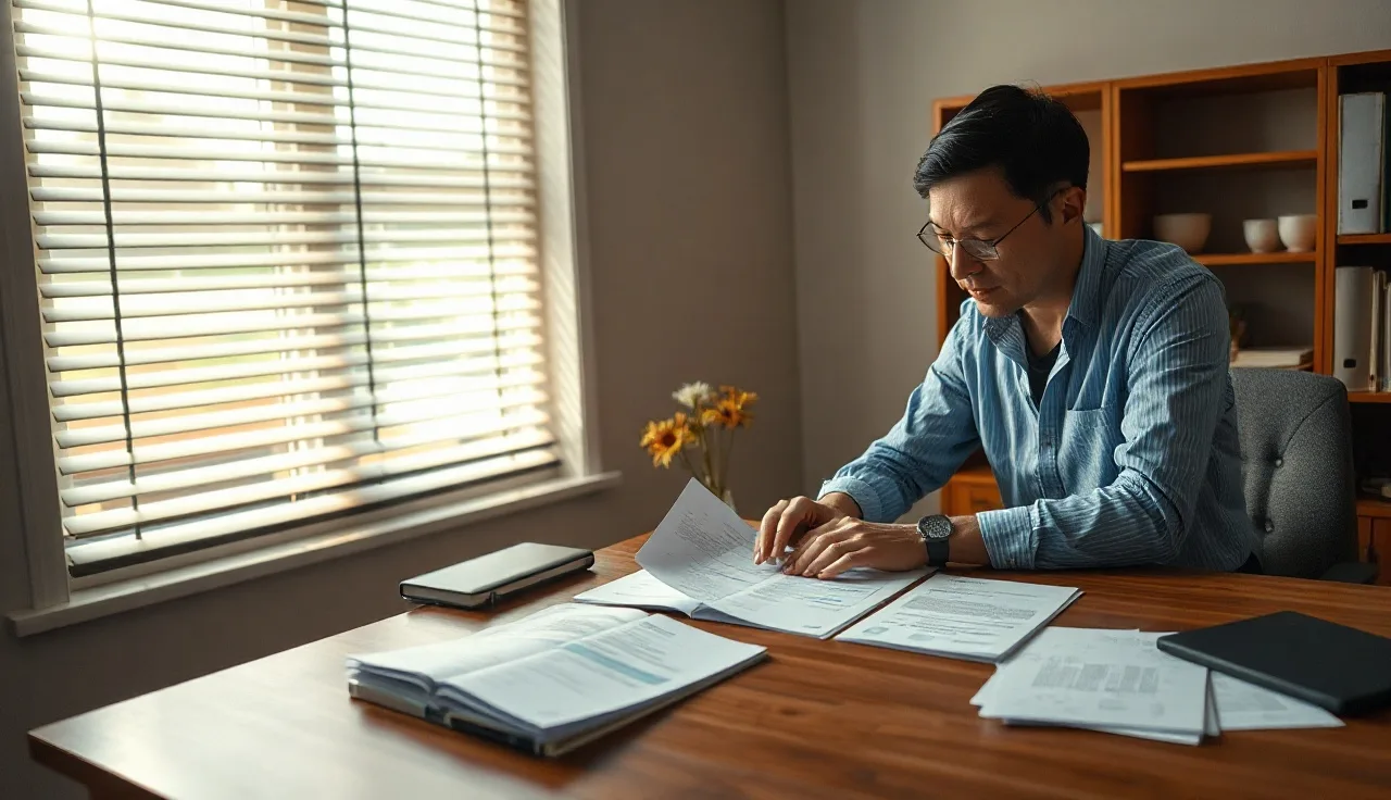 Two compliance professionals reviewing affiliate contracts at an office table