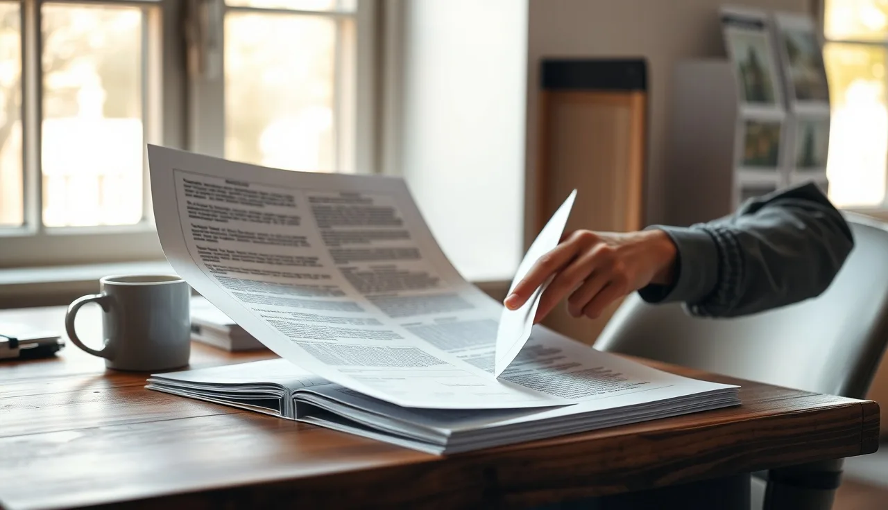 Person reviewing compliance documents at a desk, updating privacy policy language