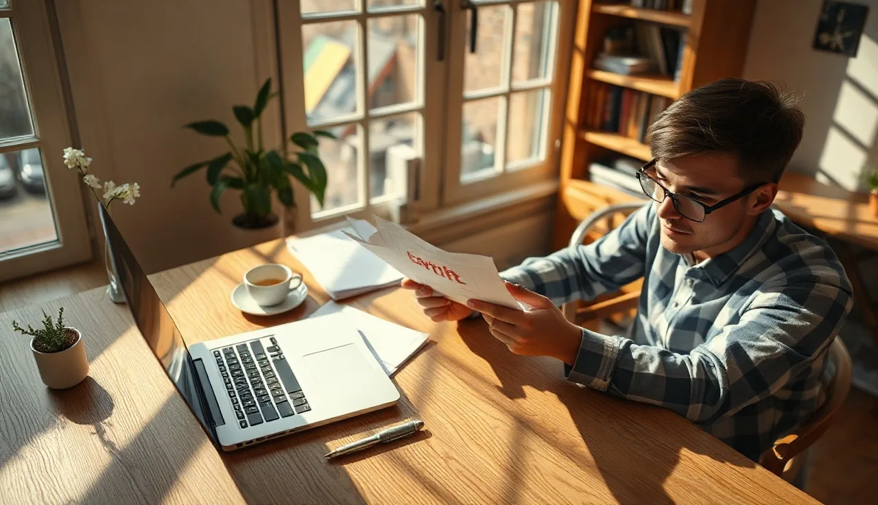 Person at a sunlit desk reviewing documents related to TCPA compliance