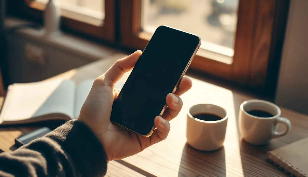 Person reviewing SMS consent settings on a smartphone at a desk