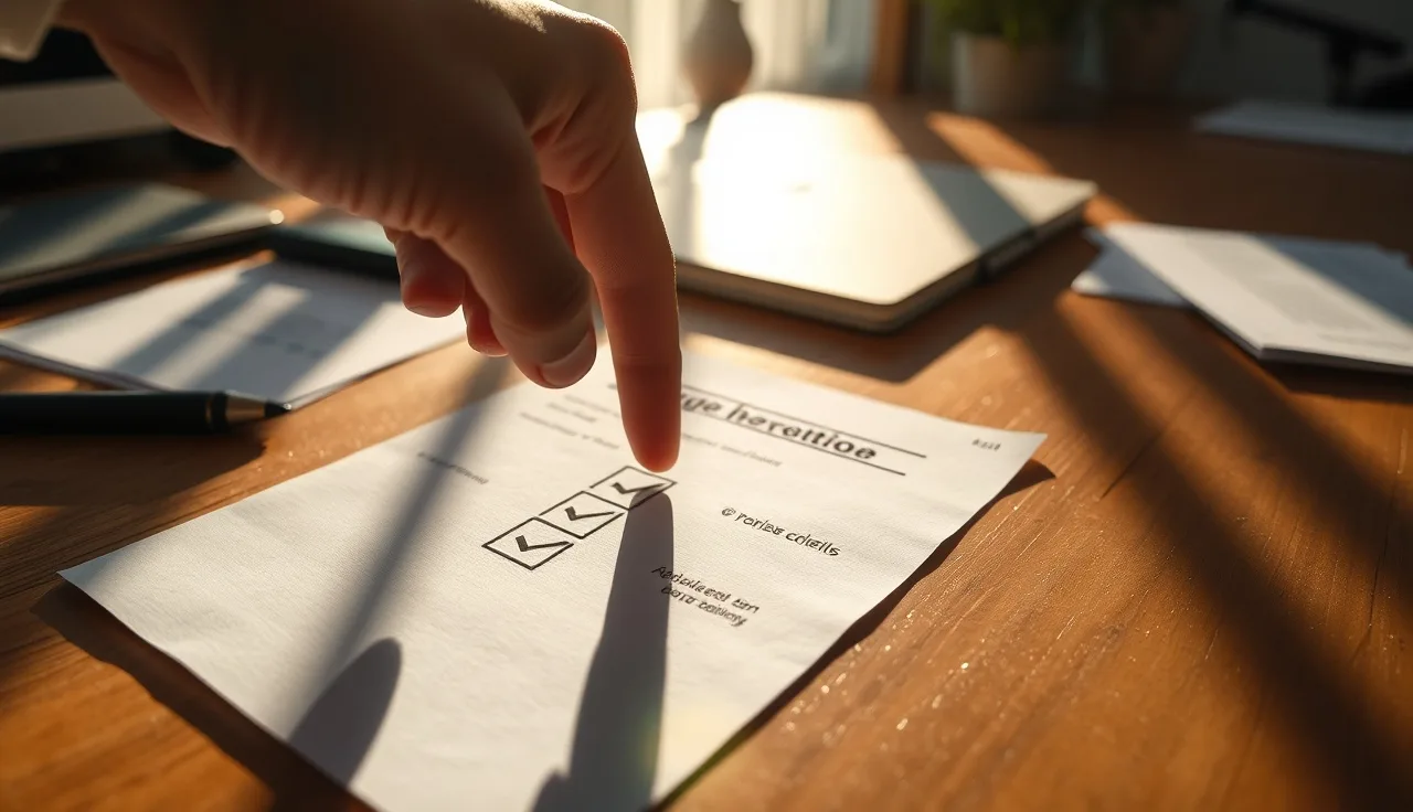 Hand about to check a consent checkbox on a paper form in natural light
