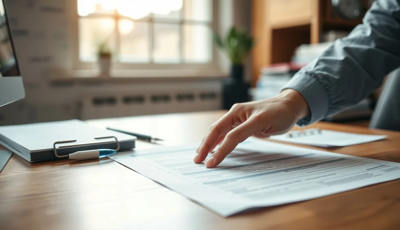 Hand hovering over a consent form on a desk, TCPA disclosure context