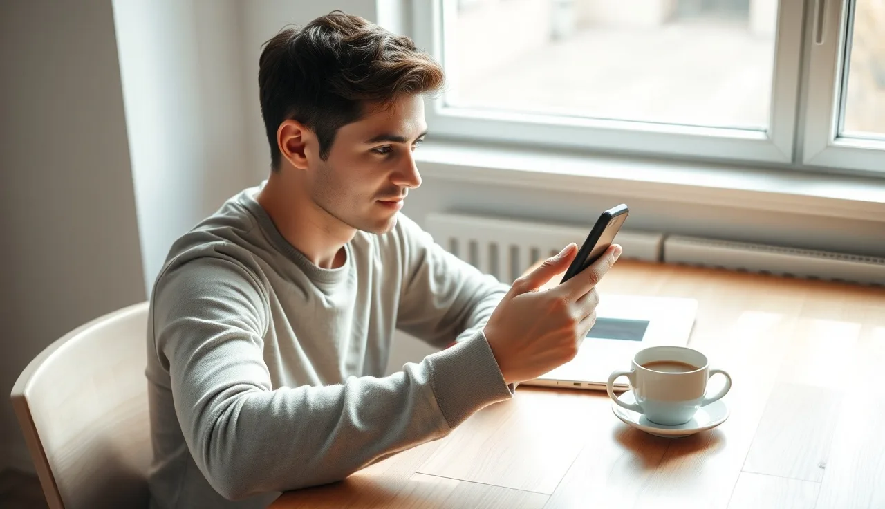 Person reviewing phone opt-out settings at a desk under morning light