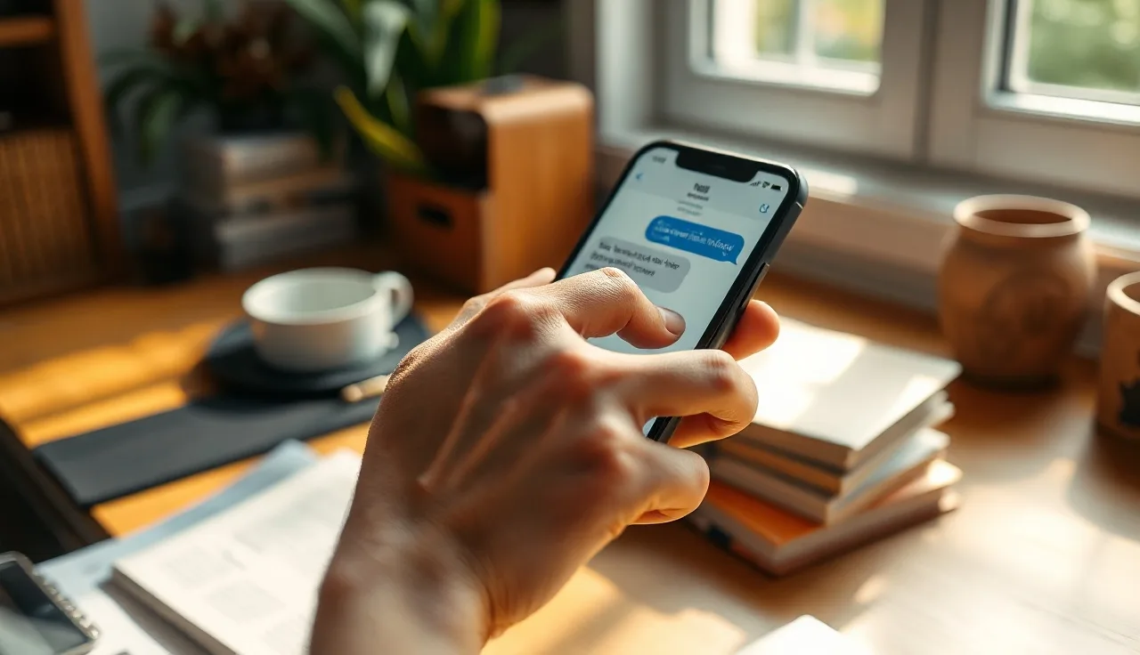 Person holding smartphone at desk, mid-campaign consent revocation moment