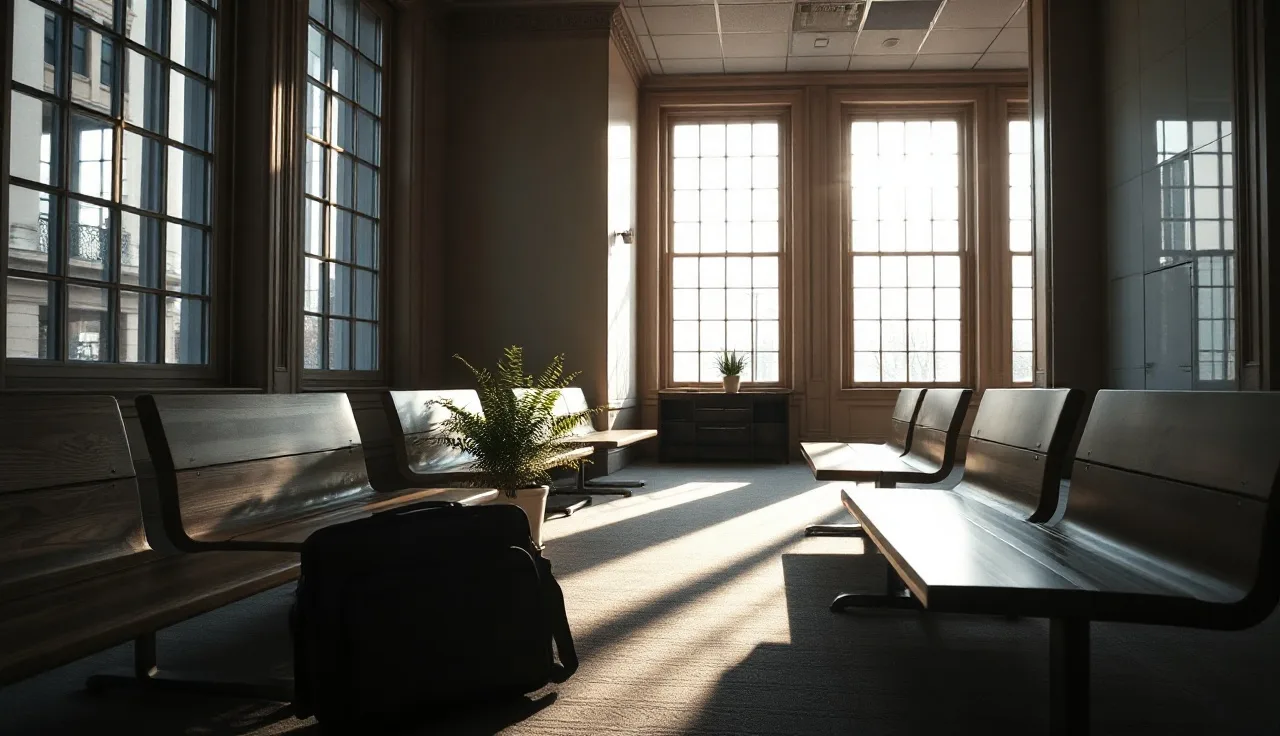 Empty government office lobby with afternoon light, symbolizing federal telemarketing enforcement