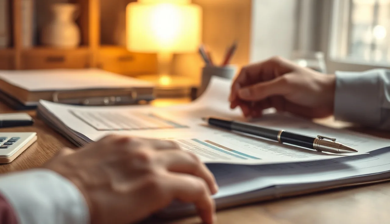 Hands reviewing a printed spreadsheet on a desk as part of TCPA litigant number scrubbing process