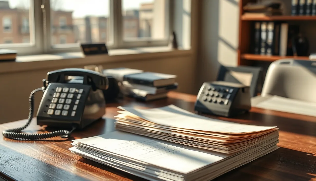 Legal papers and telephone on a desk illustrating TCPA robocall penalty law