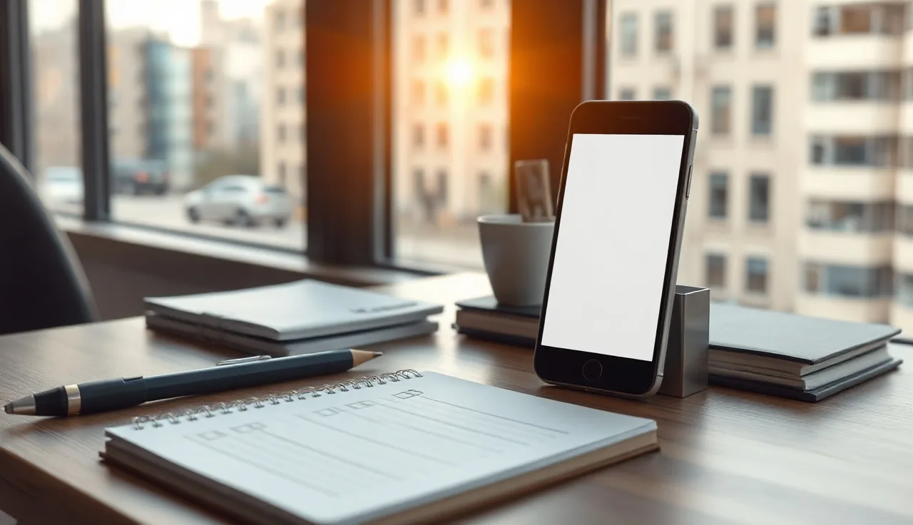 Office desk with phone and checklist for SMS opt-in compliance review