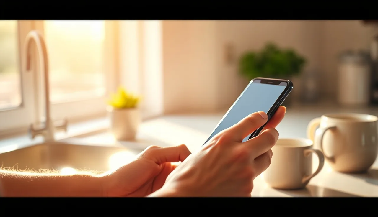 Hands holding a smartphone with SMS opt-in form visible on screen