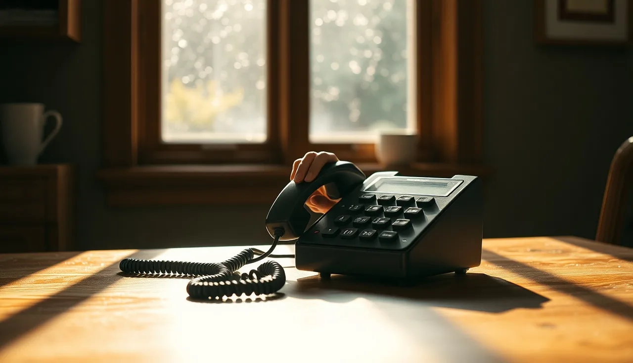 Landline telephone on a kitchen table in a Washington state home