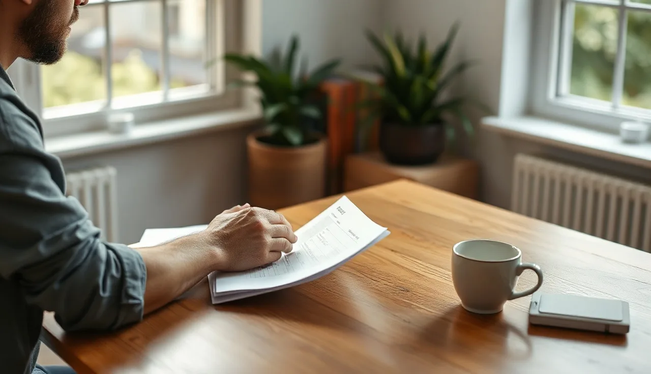 Person reviewing a contact list spreadsheet at a desk before SMS upload