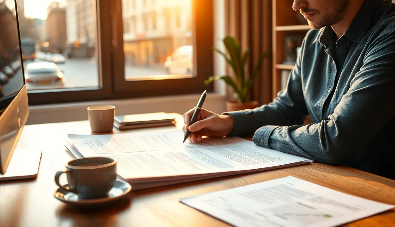 Person reviewing compliance documents at a desk, representing TCPA compliance review