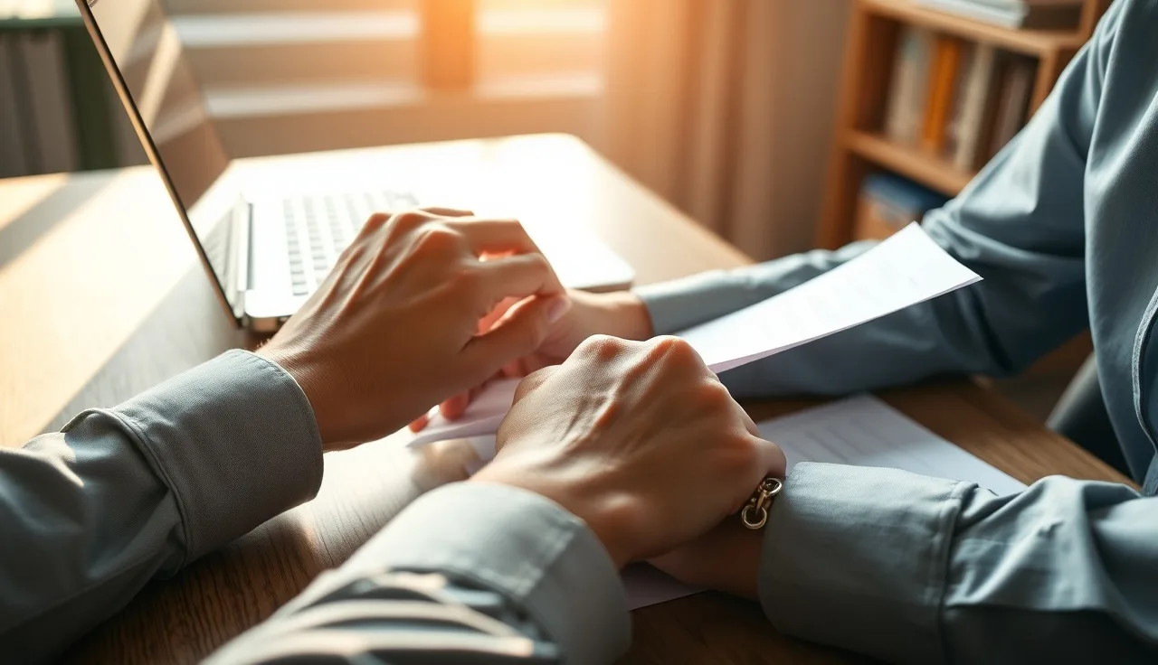 Hands reviewing compliance forms at a desk, illustrating TCPA compliant lead documentation