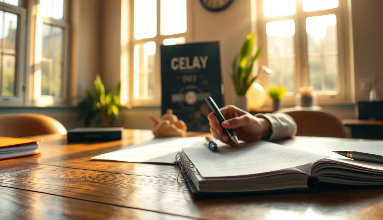 Person reviewing phone call compliance records at a sunlit office desk