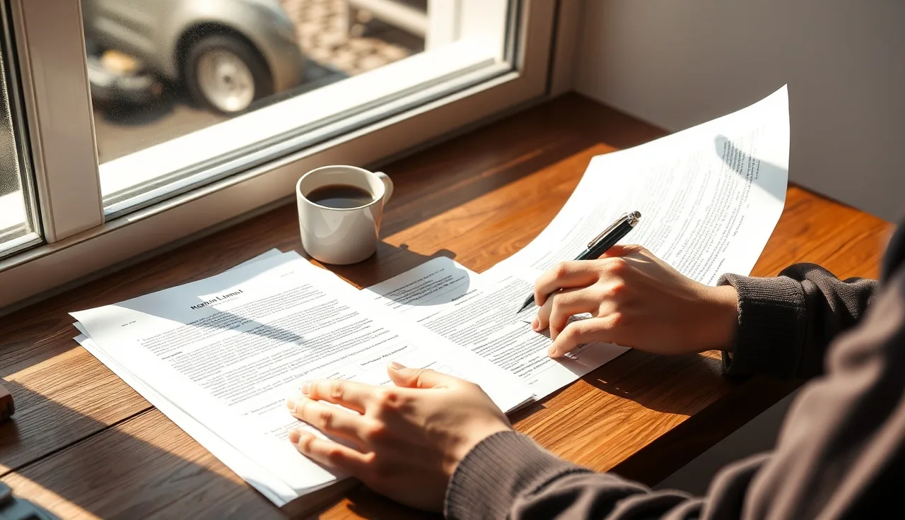 Person reviewing TCPA regulatory documents at a desk in morning light