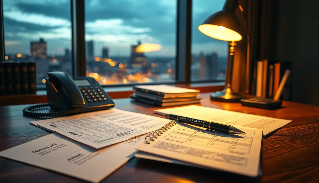 Legal desk with telephone and documents, representing TCPA autodialer compliance review
