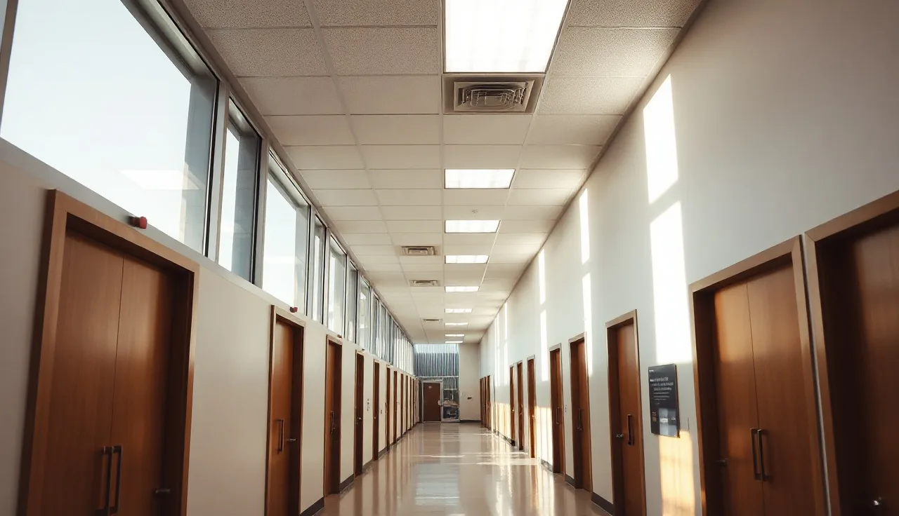 Empty federal office corridor in Washington DC, symbolic of TCPA regulatory enforcement